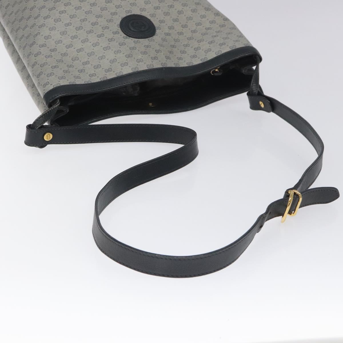 GUCCI Micro GG Supreme Shoulder Bag PVC Navy Gold Auth ep7561