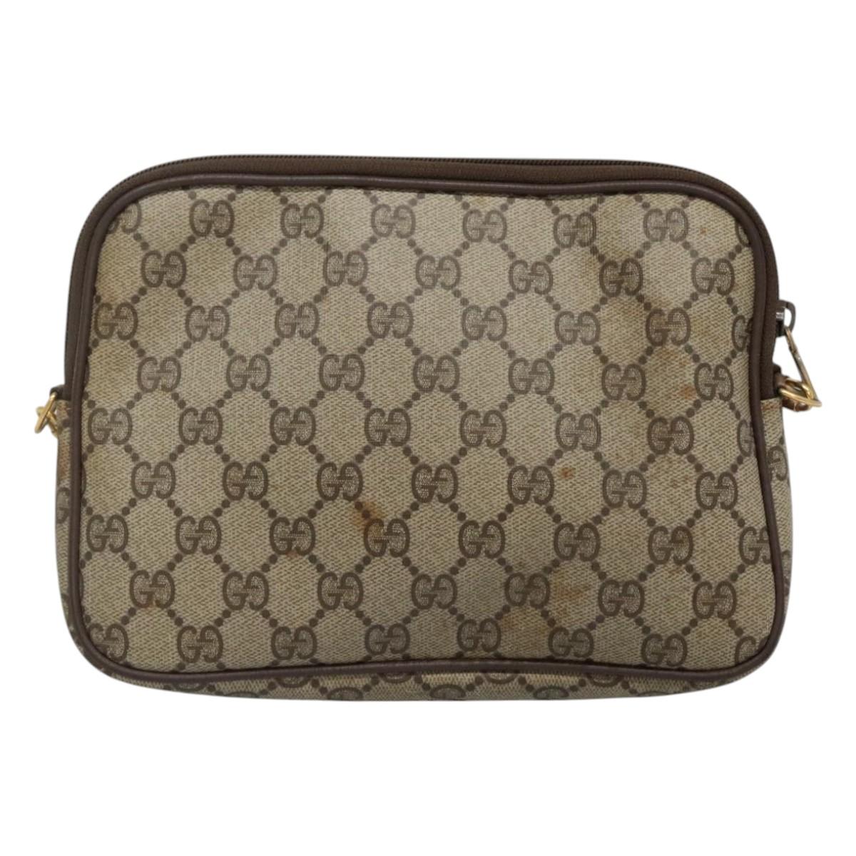 GUCCI GG Supreme Shoulder Bag PVC Beige Brown gold 97 02 068 Auth ep7562
