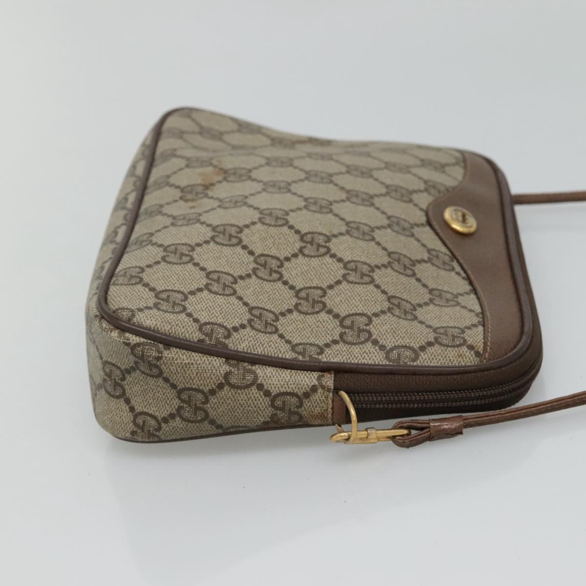 GUCCI GG Supreme Shoulder Bag PVC Beige Brown gold 97 02 068 Auth ep7562