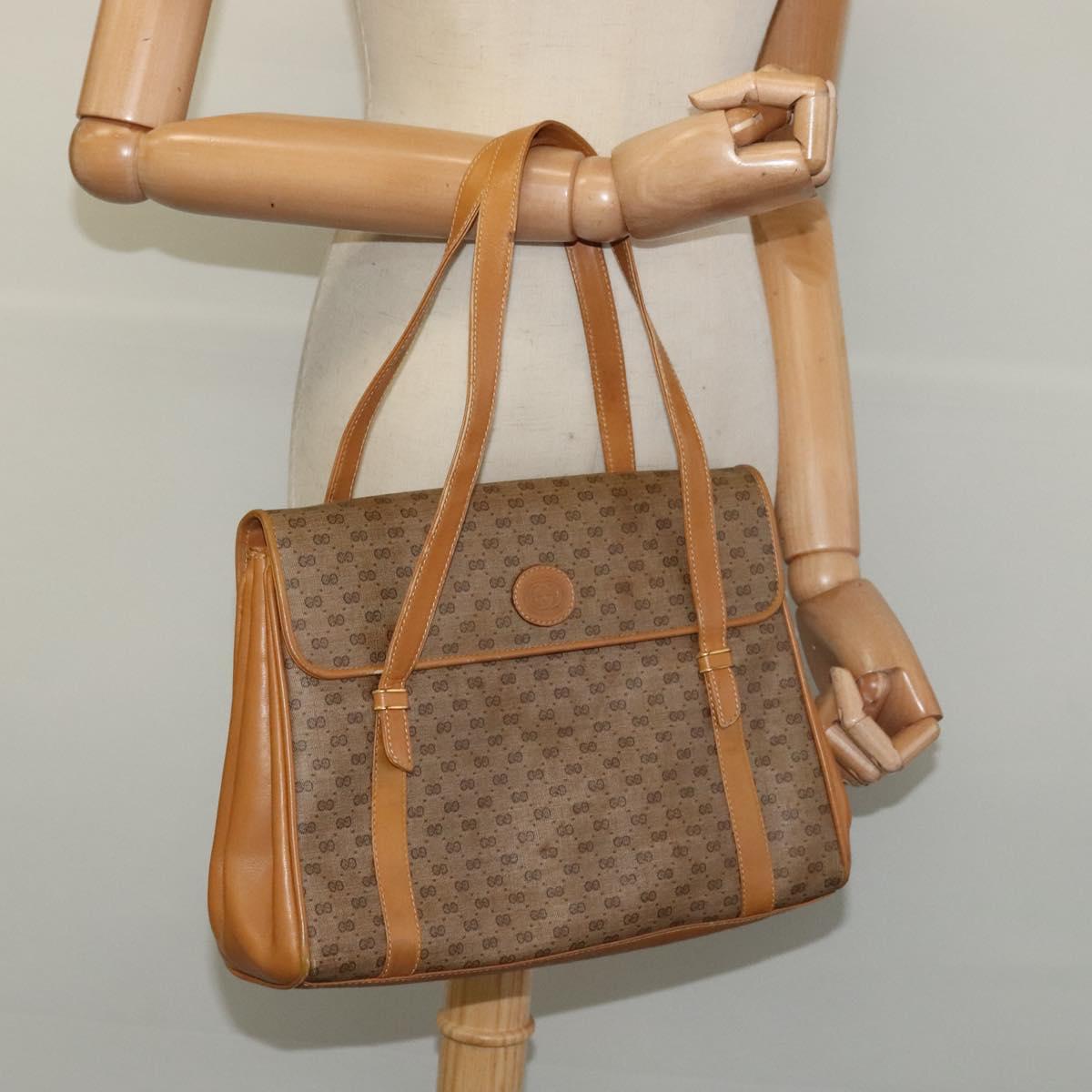 GUCCI Micro GG Supreme Hand Bag PVC Leather Beige Gold 000 984 4857 Auth ep7571