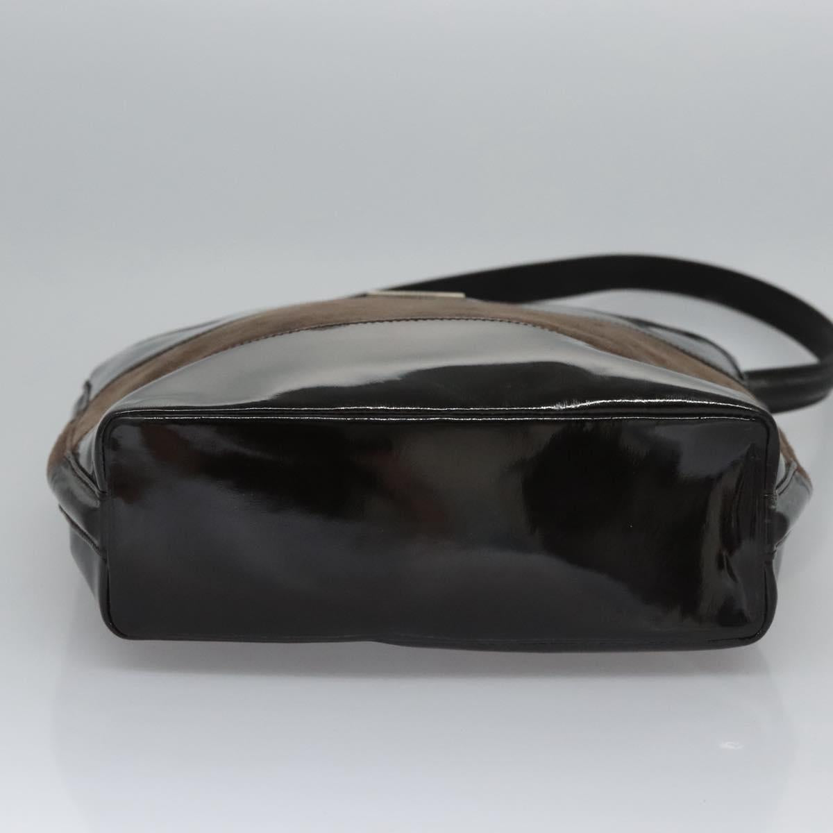 GUCCI Shoulder Bag Suede Leather Brown Dark Silver 000 1013 0555 Auth ep7576