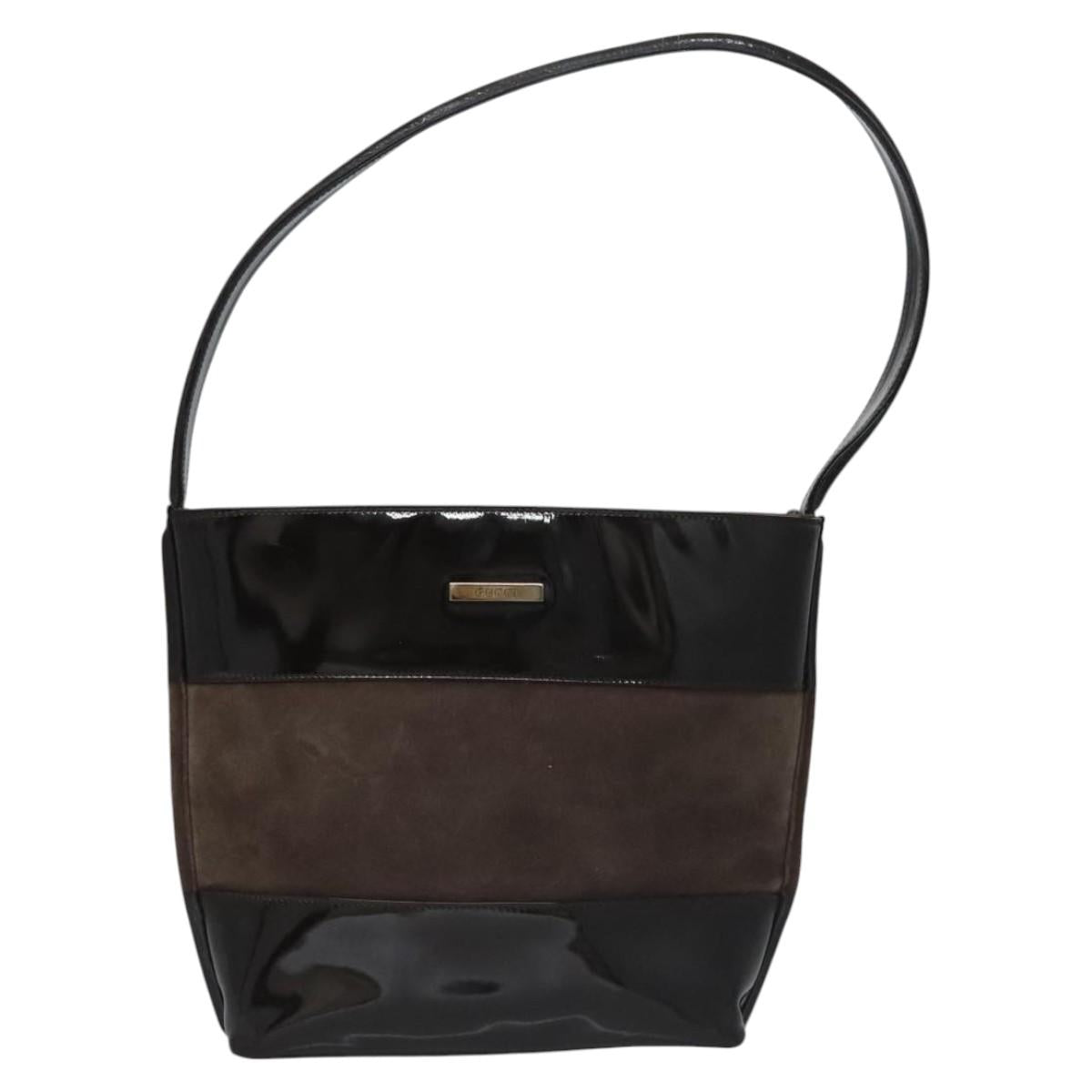 GUCCI Shoulder Bag Suede Leather Brown Dark Silver 000 1013 0555 Auth ep7576