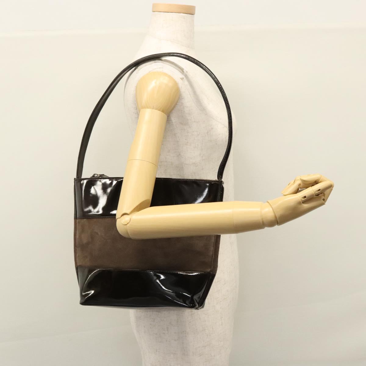 GUCCI Shoulder Bag Suede Leather Brown Dark Silver 000 1013 0555 Auth ep7576