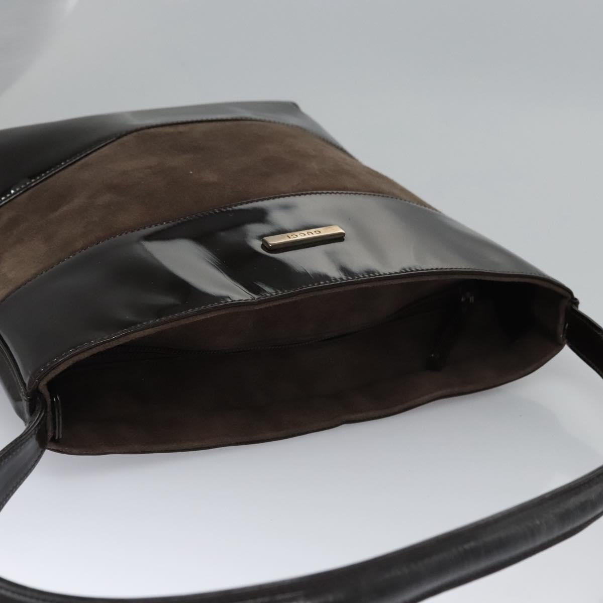 GUCCI Shoulder Bag Suede Leather Brown Dark Silver 000 1013 0555 Auth ep7576