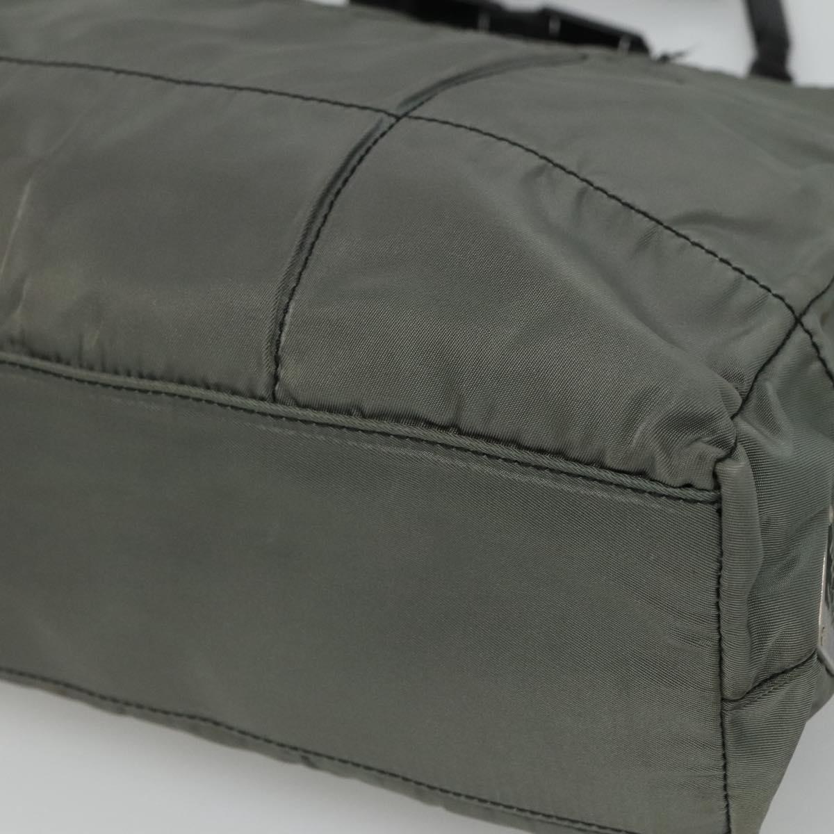 PRADA Tote Bag Nylon Plastic Gray Black Auth ep7577