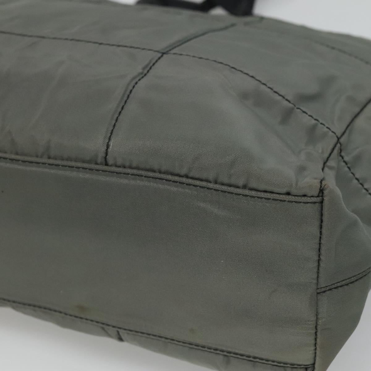 PRADA Tote Bag Nylon Plastic Gray Black Auth ep7577