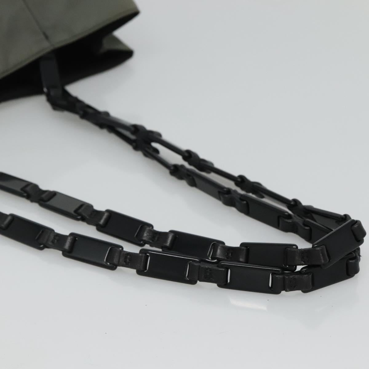 PRADA Tote Bag Nylon Plastic Gray Black Auth ep7577