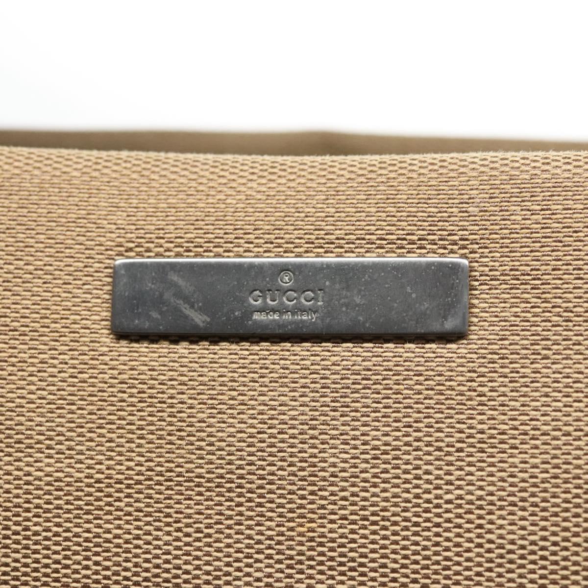 GUCCI Bamboo Hand Bag Canvas Beige Black 002 1010 Auth ep7583