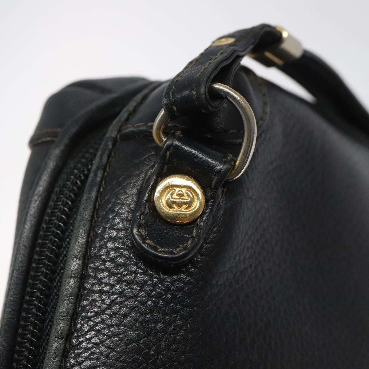 GUCCI Shoulder Bag Leather Black Gold 007 115 0093 Auth ep7596