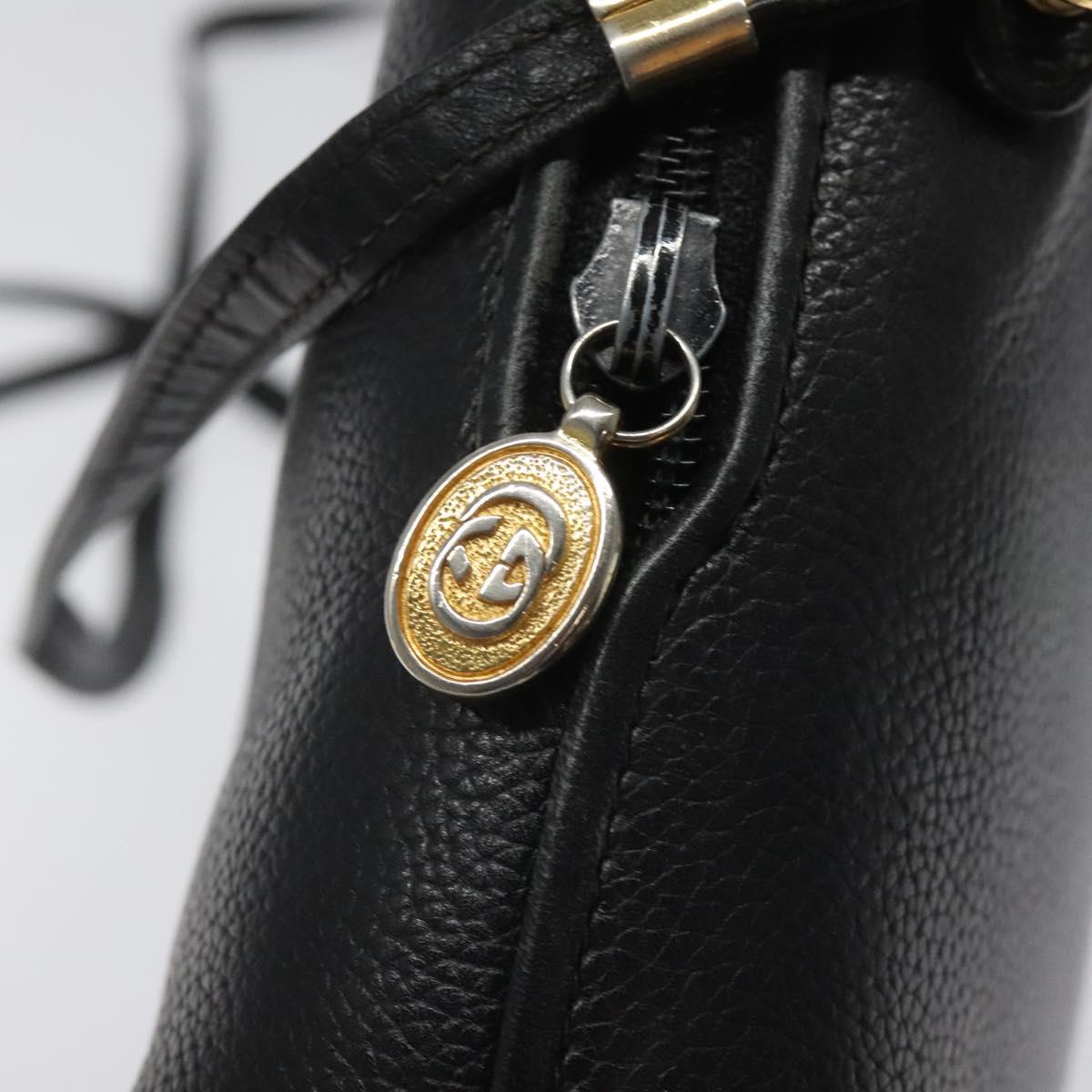 GUCCI Shoulder Bag Leather Black Gold 007 115 0093 Auth ep7596