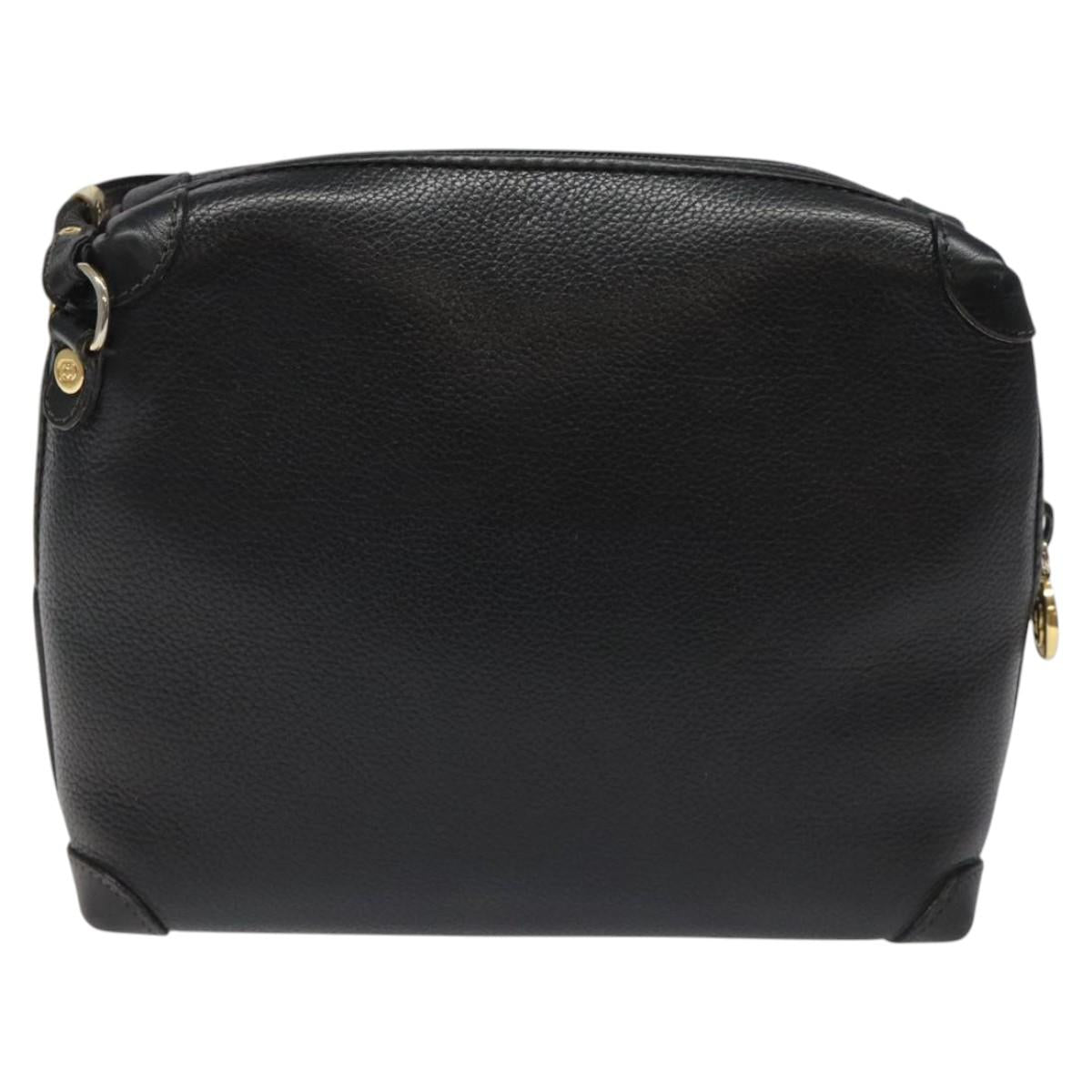GUCCI Shoulder Bag Leather Black Gold 007 115 0093 Auth ep7596