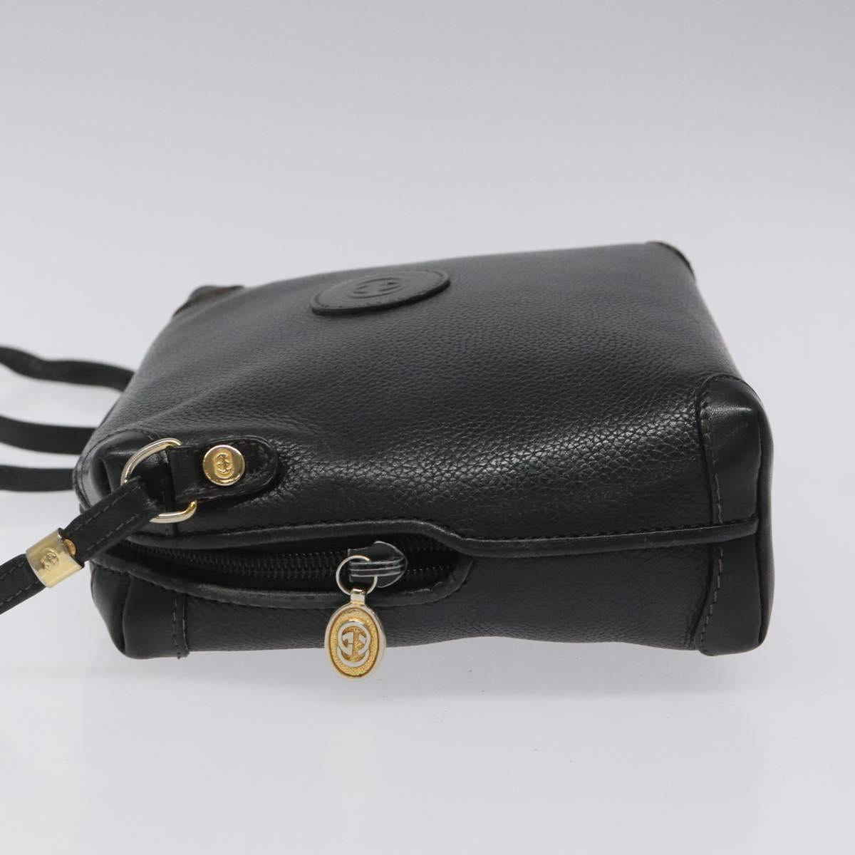 GUCCI Shoulder Bag Leather Black Gold 007 115 0093 Auth ep7596