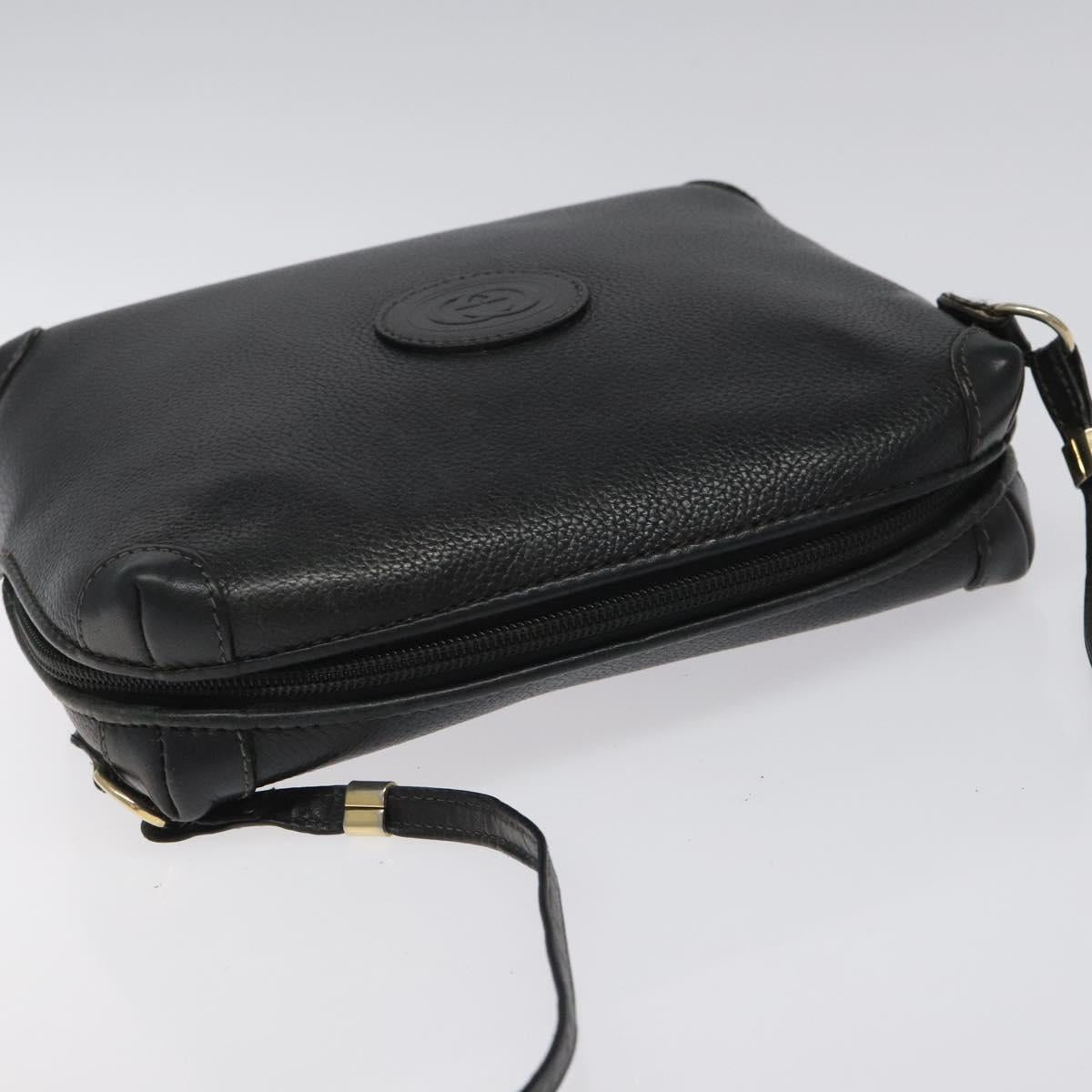 GUCCI Shoulder Bag Leather Black Gold 007 115 0093 Auth ep7596