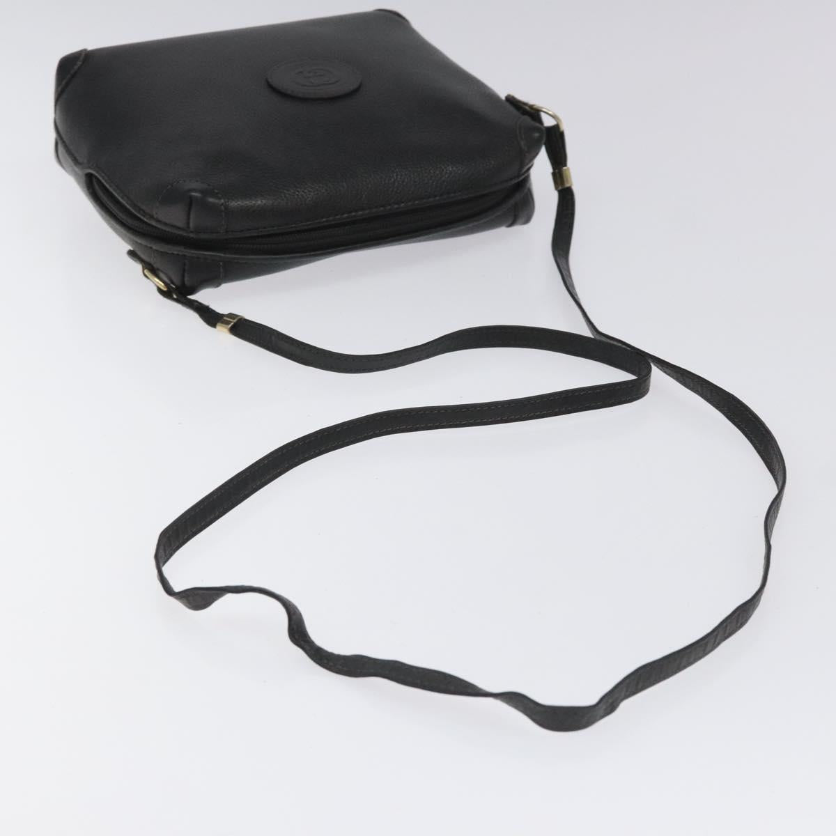 GUCCI Shoulder Bag Leather Black Gold 007 115 0093 Auth ep7596