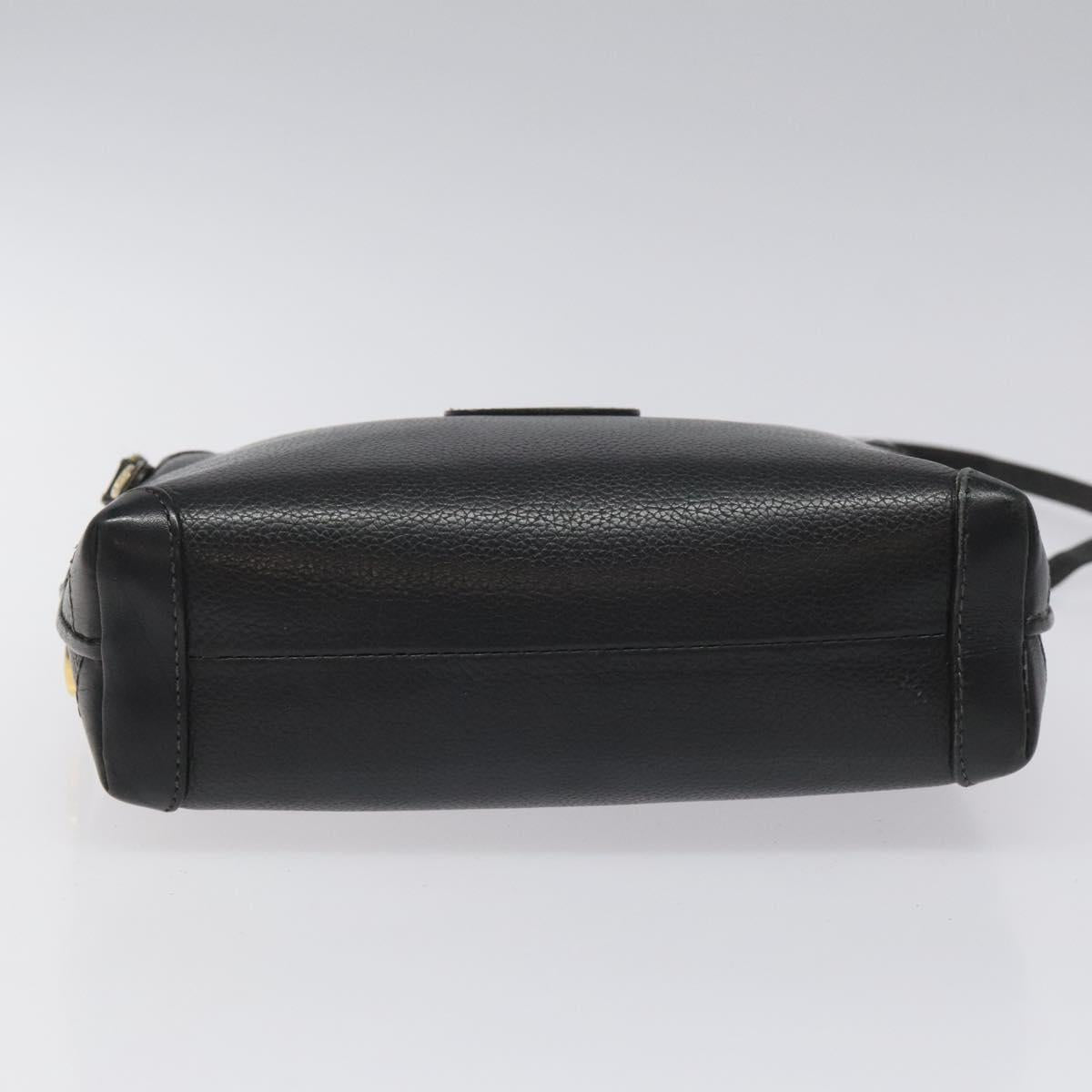 GUCCI Shoulder Bag Leather Black Gold 007 115 0093 Auth ep7596