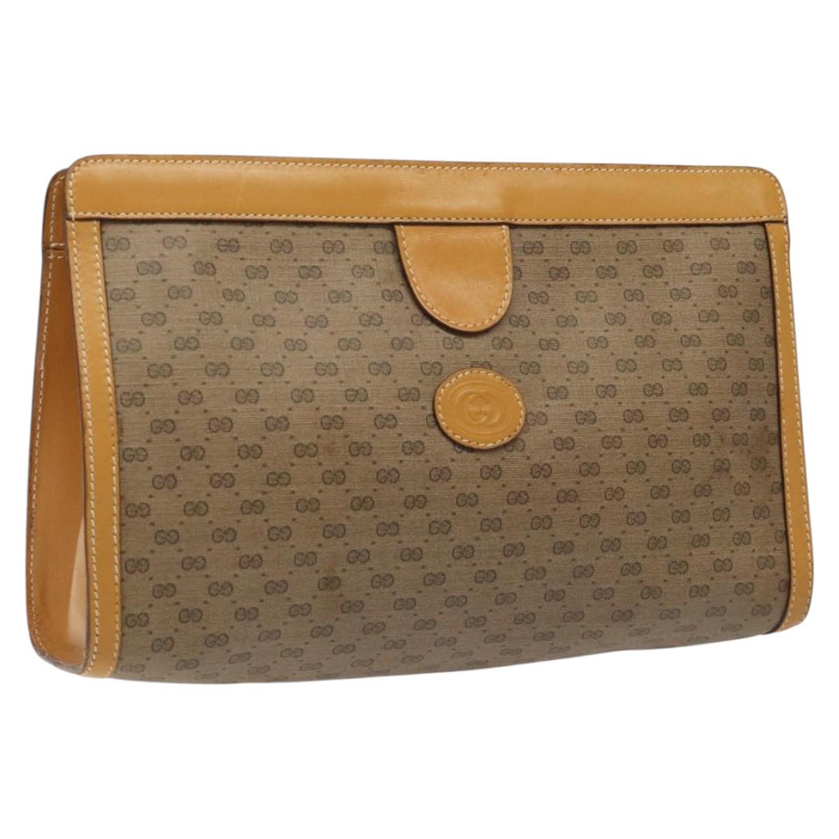 GUCCI Micro GG Canvas Clutch Bag PVC Beige Gold 014 89 0192 Auth ep7599