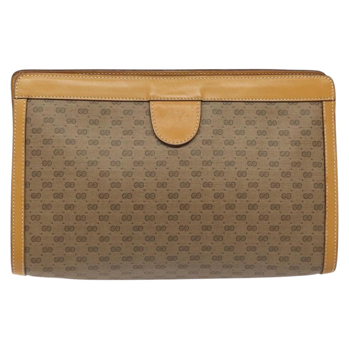 GUCCI Micro GG Canvas Clutch Bag PVC Beige Gold 014 89 0192 Auth ep7599