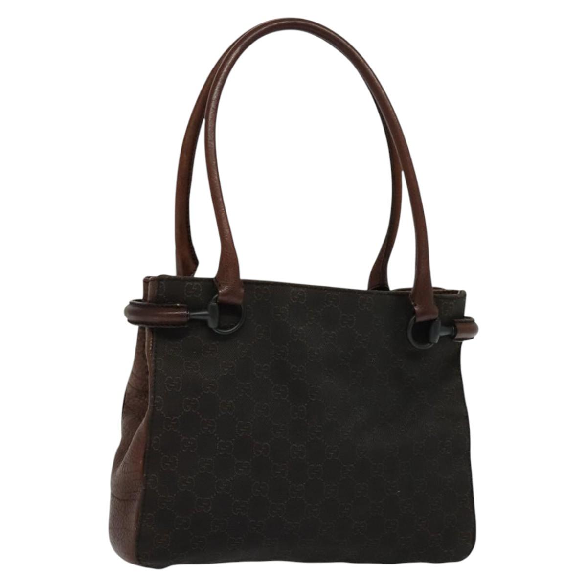 GUCCI GG Canvas Tote Bag Brown Silver 101971 Auth ep7608