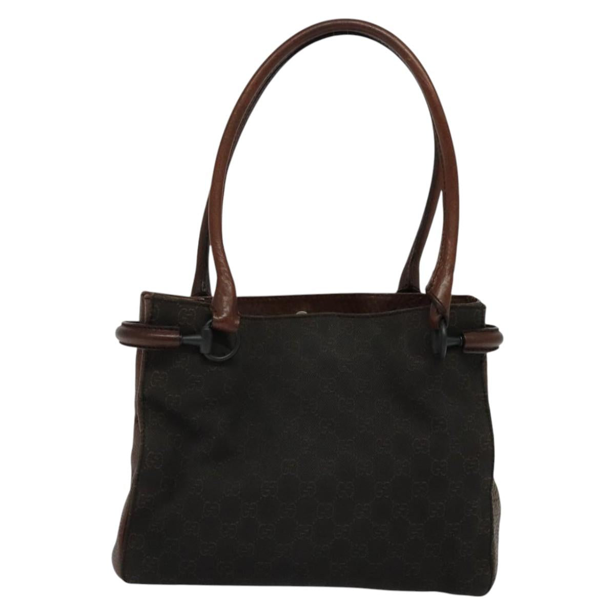 GUCCI GG Canvas Tote Bag Brown Silver 101971 Auth ep7608