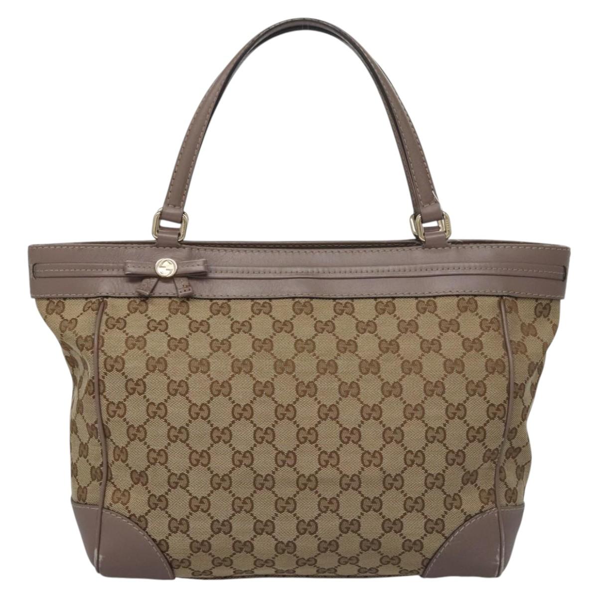 GUCCI GG Canvas Tote Bag Beige Gold 257061 Auth ep7628
