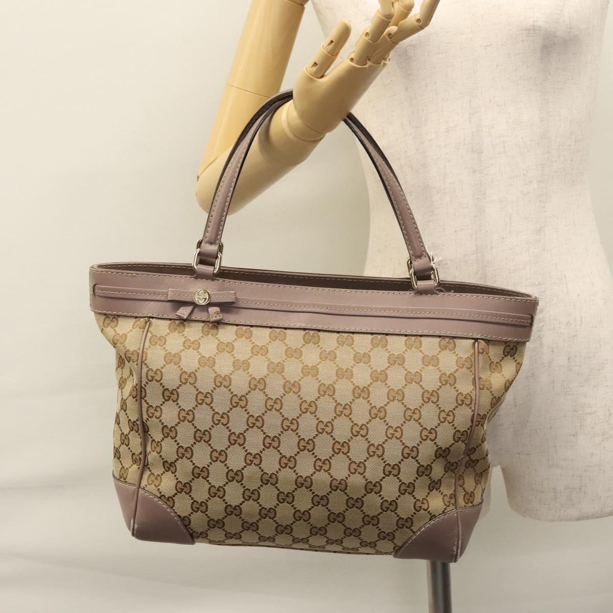 GUCCI GG Canvas Tote Bag Beige Gold 257061 Auth ep7628