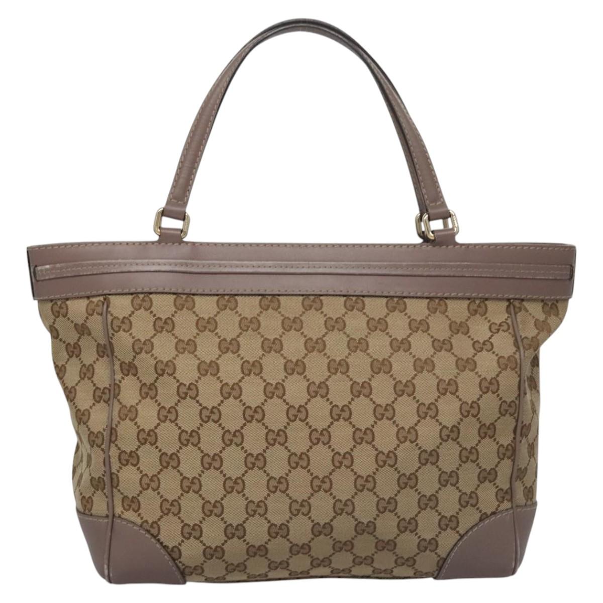 GUCCI GG Canvas Tote Bag Beige Gold 257061 Auth ep7628