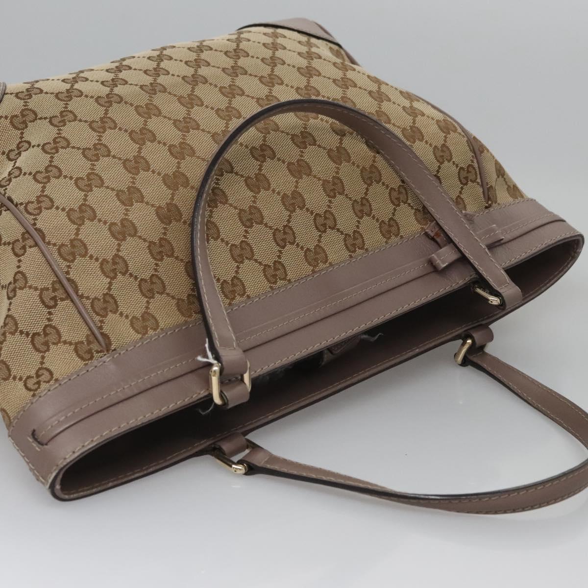GUCCI GG Canvas Tote Bag Beige Gold 257061 Auth ep7628