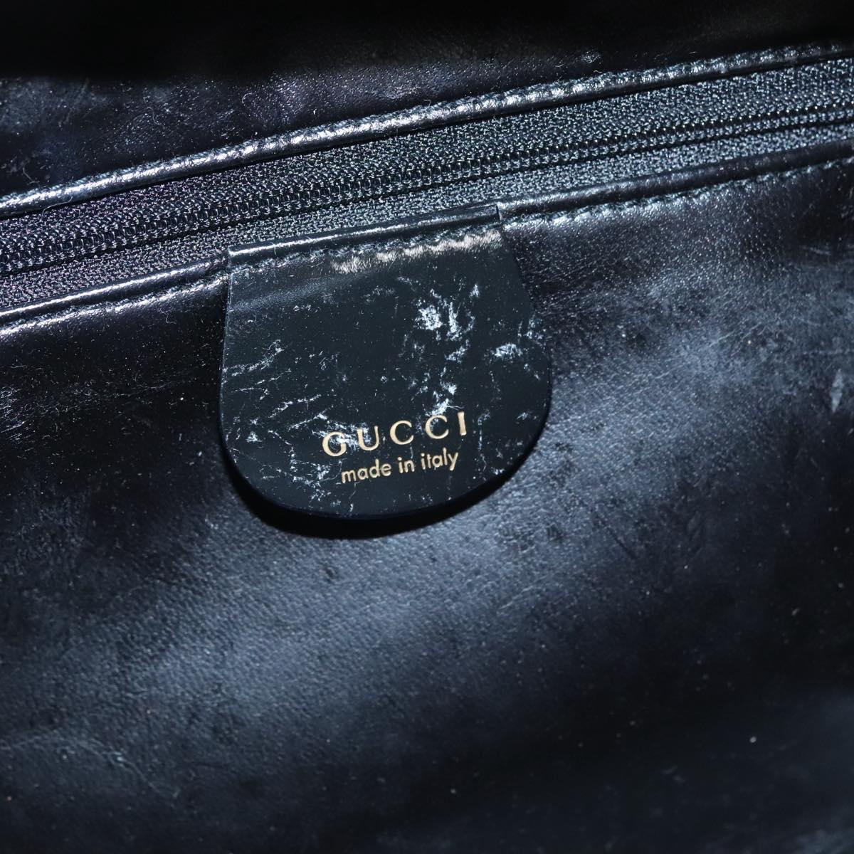 GUCCI Vanity Bamboo Pouch Enamel 2way Black 000 2040 0323 Auth ep7648