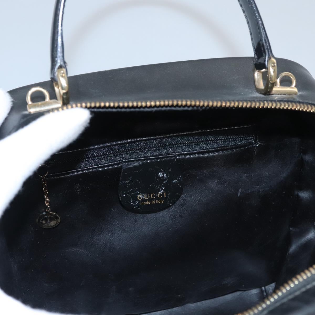 GUCCI Vanity Bamboo Pouch Enamel 2way Black 000 2040 0323 Auth ep7648