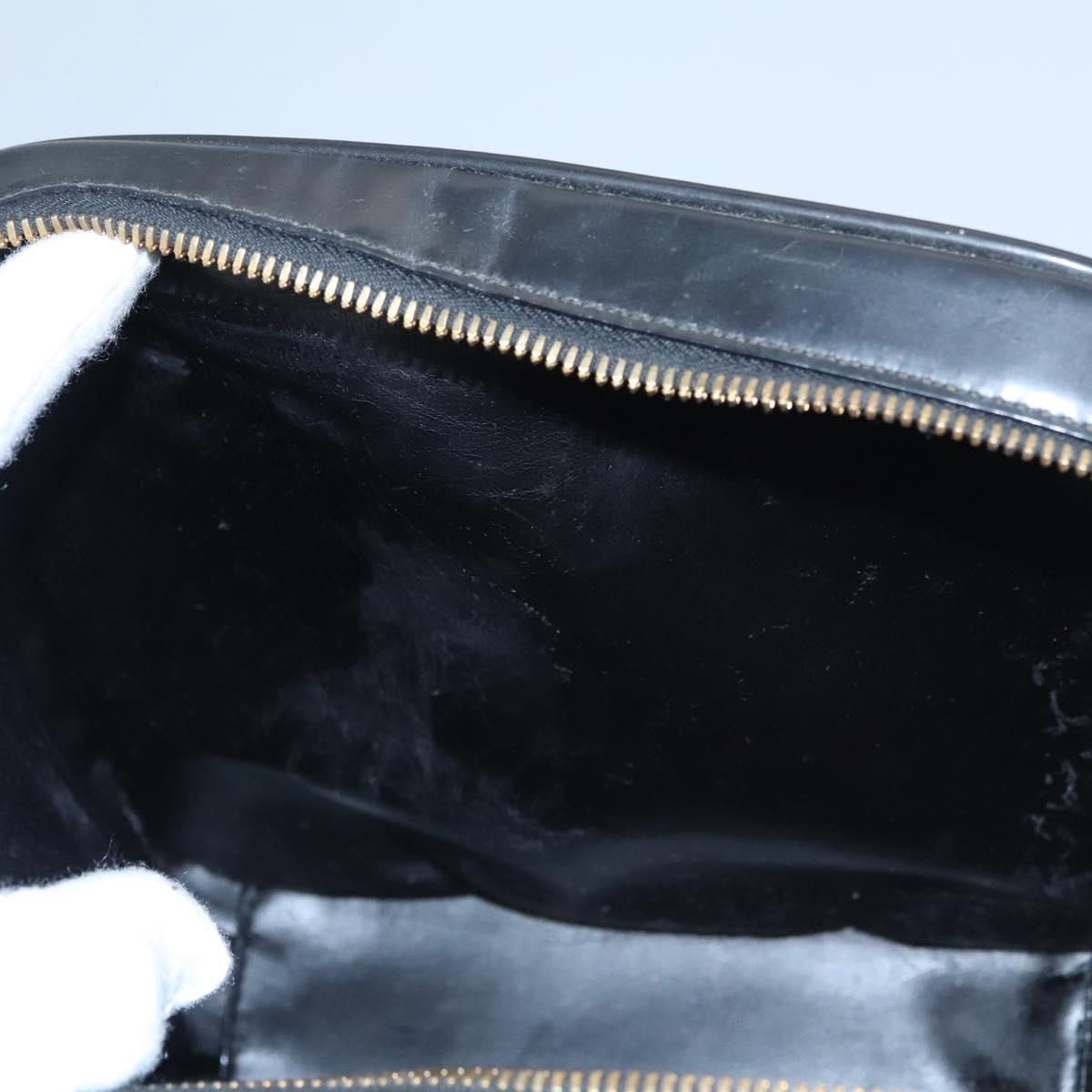 GUCCI Vanity Bamboo Pouch Enamel 2way Black 000 2040 0323 Auth ep7648