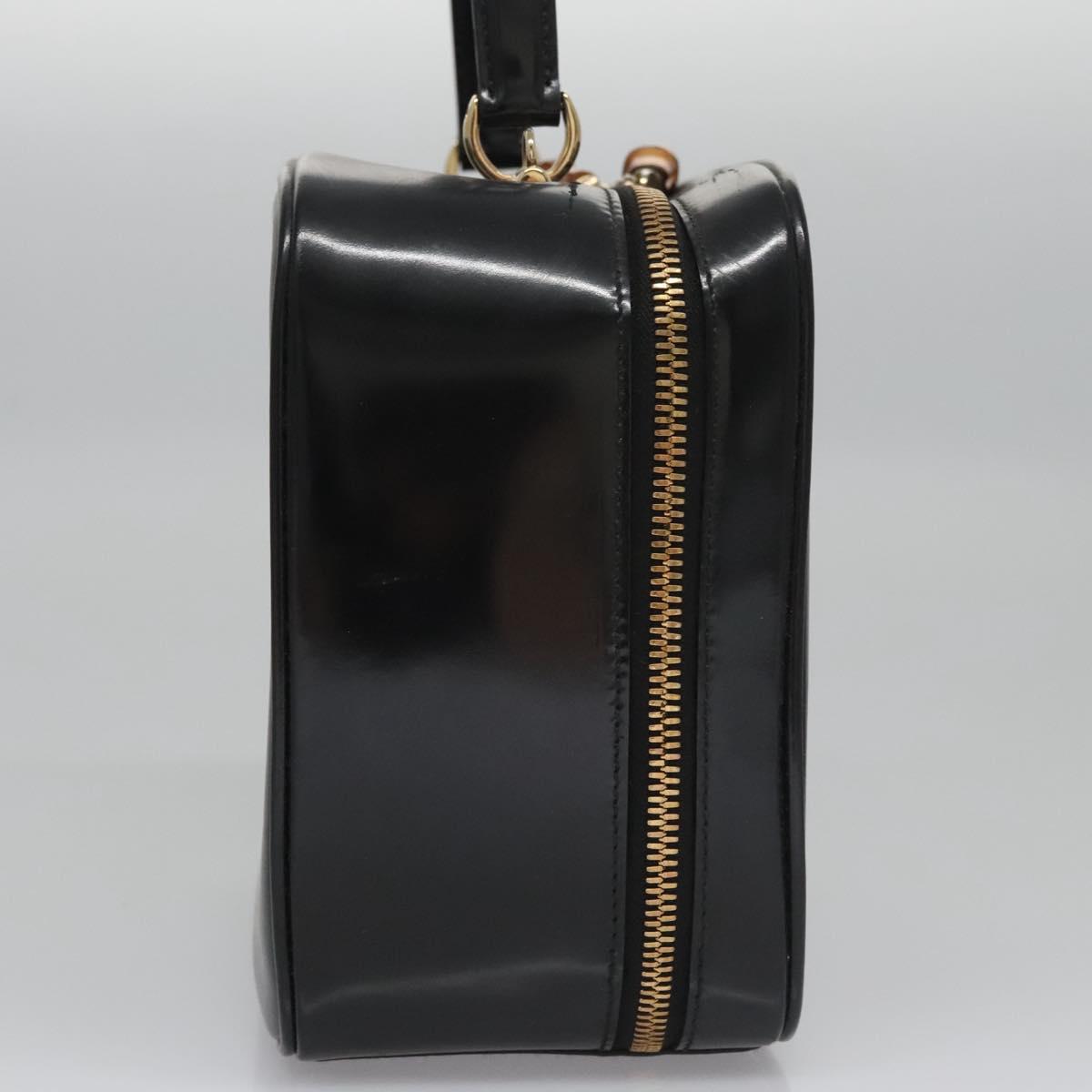 GUCCI Vanity Bamboo Pouch Enamel 2way Black 000 2040 0323 Auth ep7648