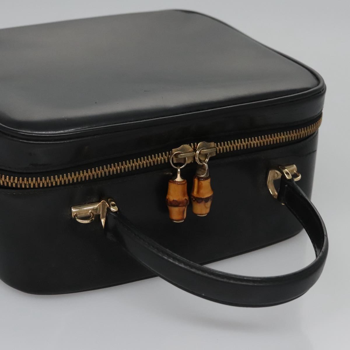 GUCCI Vanity Bamboo Pouch Enamel 2way Black 000 2040 0323 Auth ep7648
