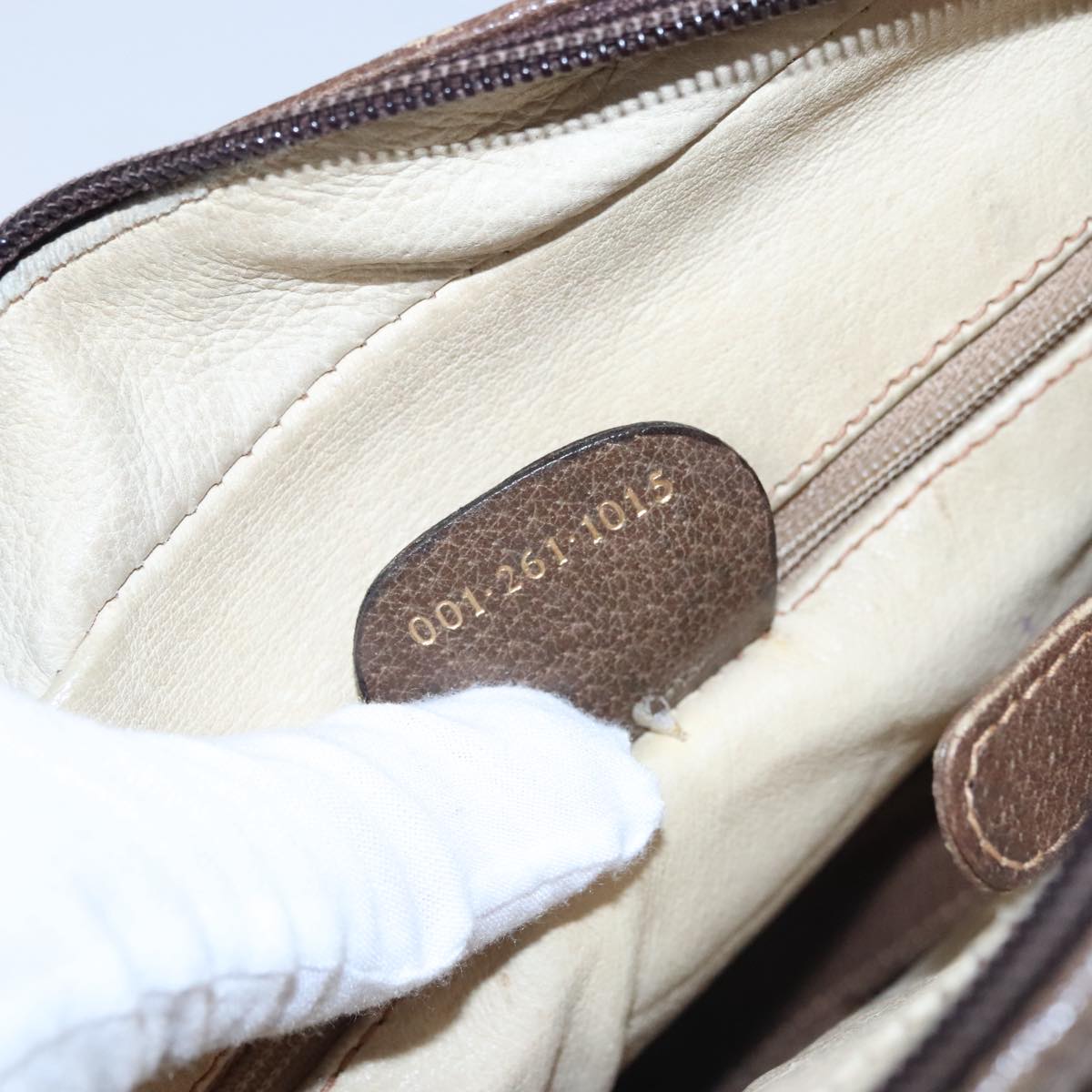 GUCCI Shoulder Bag Leather Brown Gold 001 261 1015 Auth ep7652