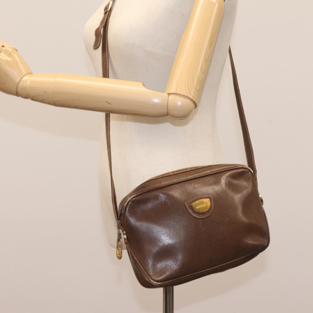 GUCCI Shoulder Bag Leather Brown Gold 001 261 1015 Auth ep7652