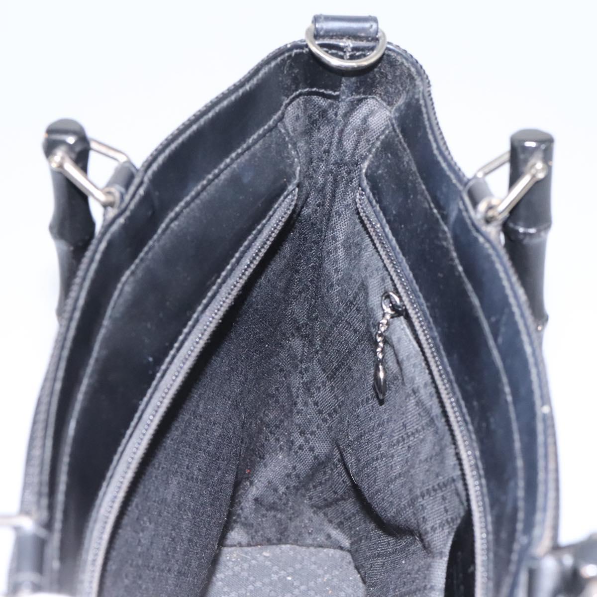 GUCCI Bamboo Hand Bag Canvas 2way Black 000 1705 0588 Auth ep7659