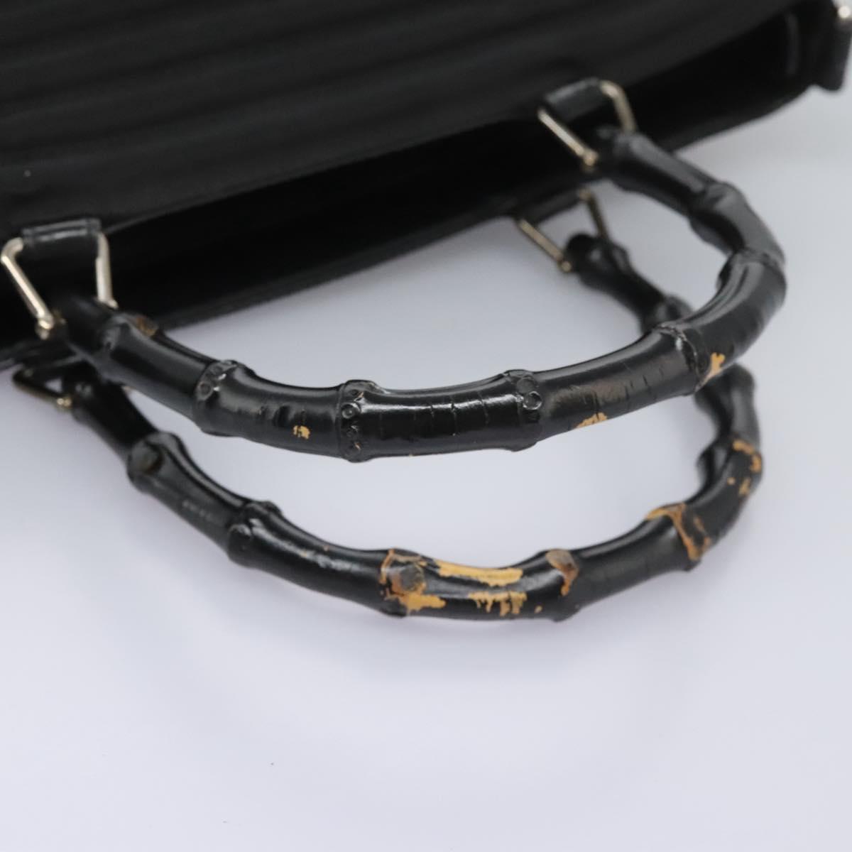 GUCCI Bamboo Hand Bag Canvas 2way Black 000 1705 0588 Auth ep7659