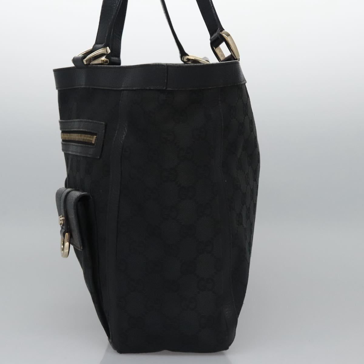 GUCCI GG Canvas Tote Bag Black Gold 146247 Auth ep7662