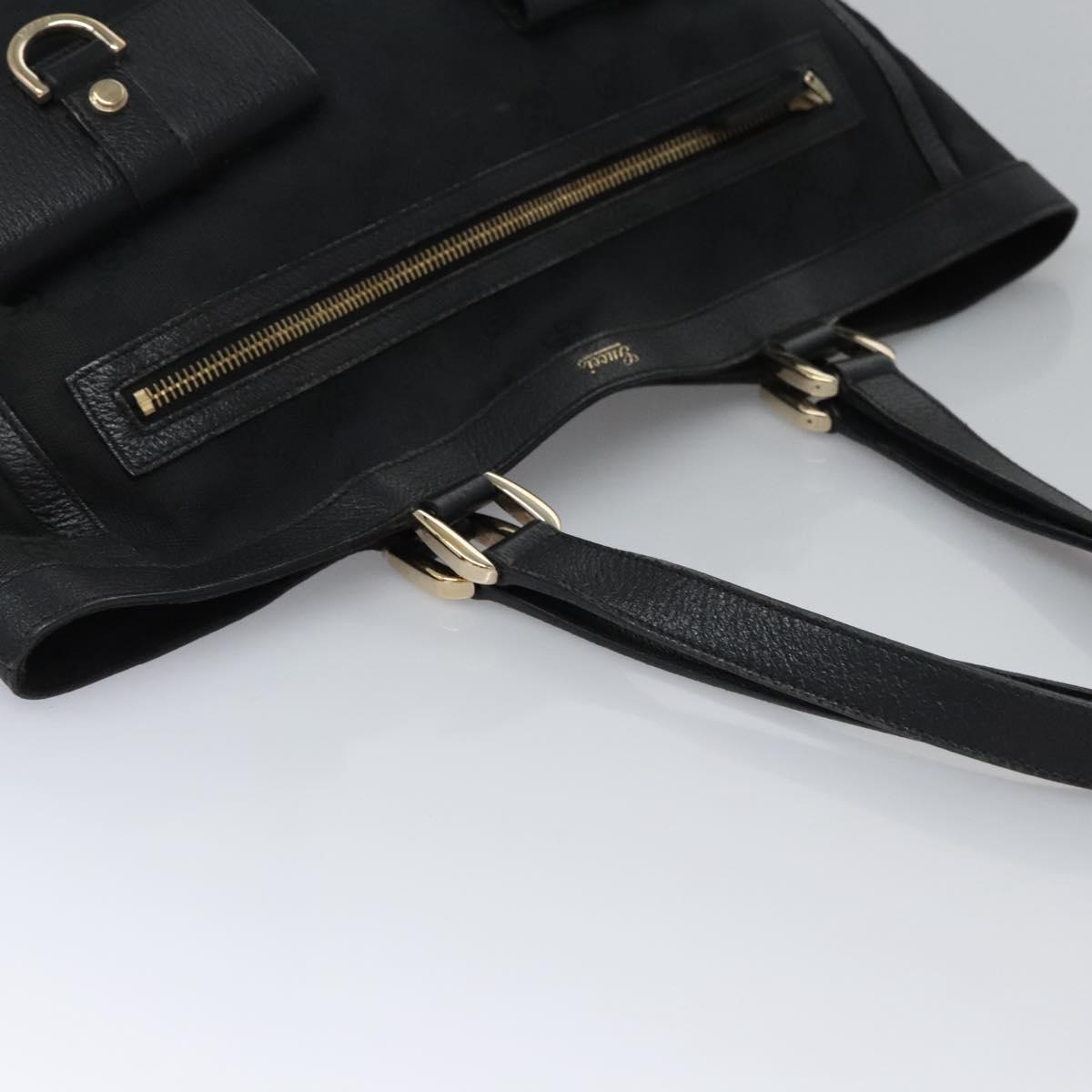 GUCCI GG Canvas Tote Bag Black Gold 146247 Auth ep7662