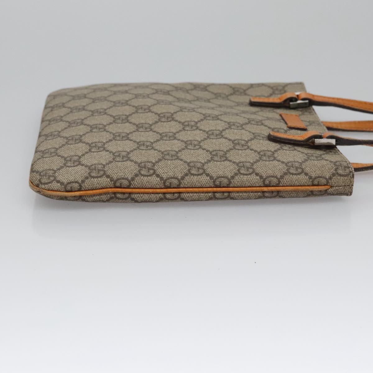 GUCCI GG Supreme Hand Bag PVC Leather Beige Silver 114600 Auth ep7666