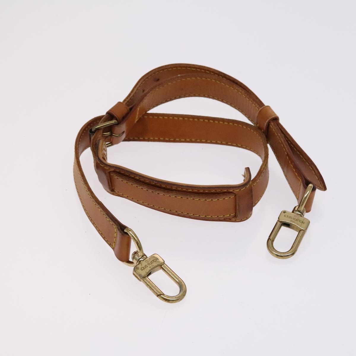 LOUIS VUITTON Shoulder Strap Leather 2Set Beige LV Auth ep7683