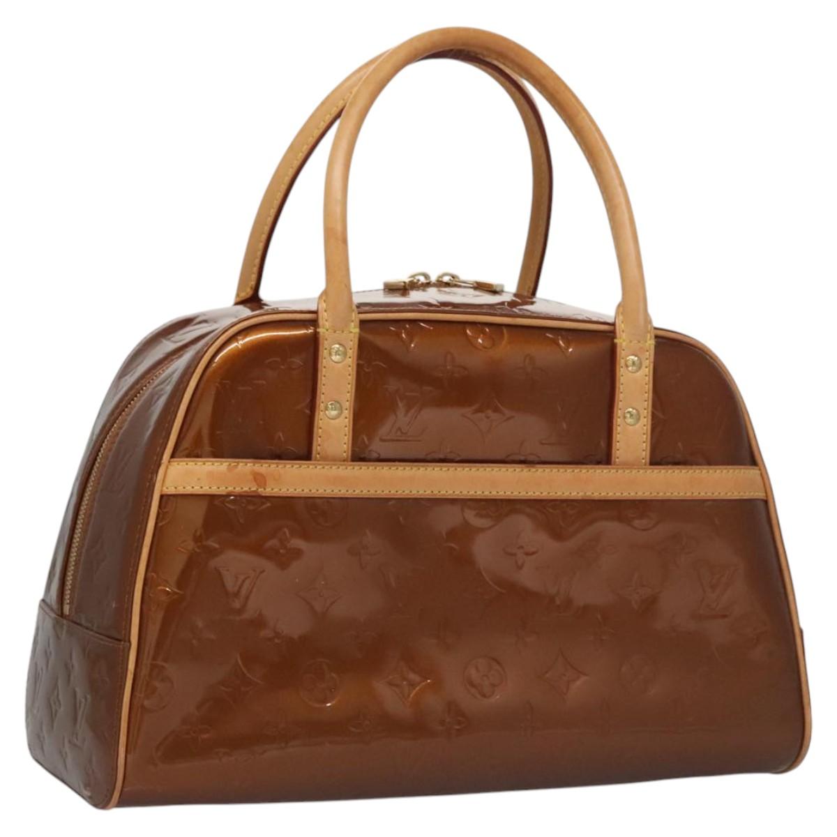 LOUIS VUITTON Monogram Vernis Tompkins Square Hand Bag Bronze M91103 Auth ep7700
