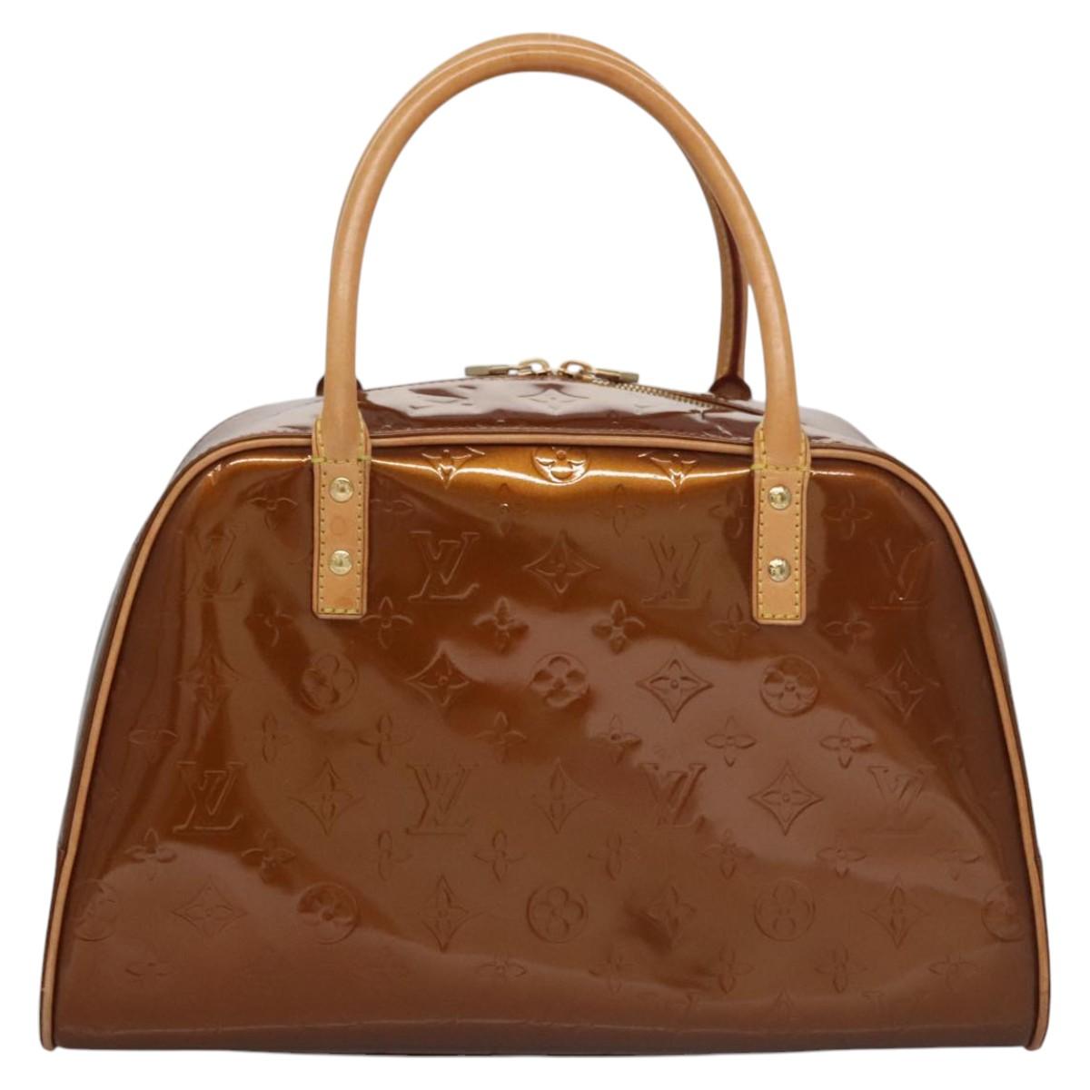 LOUIS VUITTON Monogram Vernis Tompkins Square Hand Bag Bronze M91103 Auth ep7700
