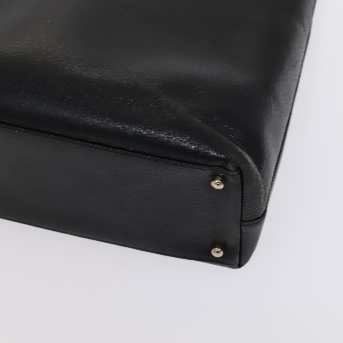 GUCCI Bamboo Hand Bag Leather Black Gold 002 0505 Auth ep7706