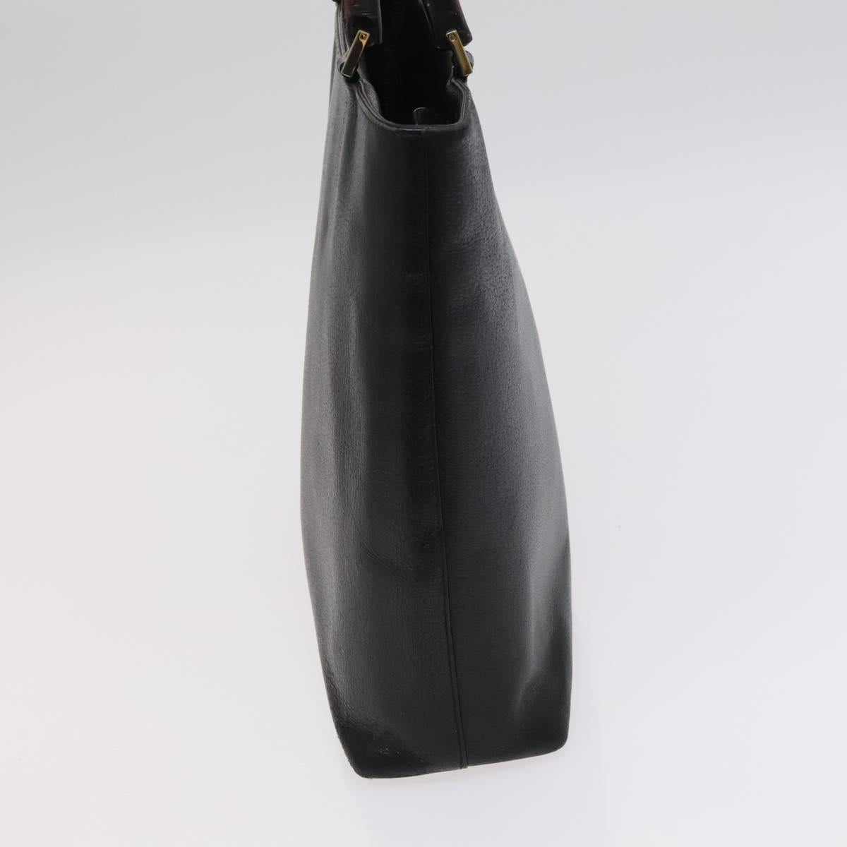 GUCCI Bamboo Hand Bag Leather Black Gold 002 0505 Auth ep7706