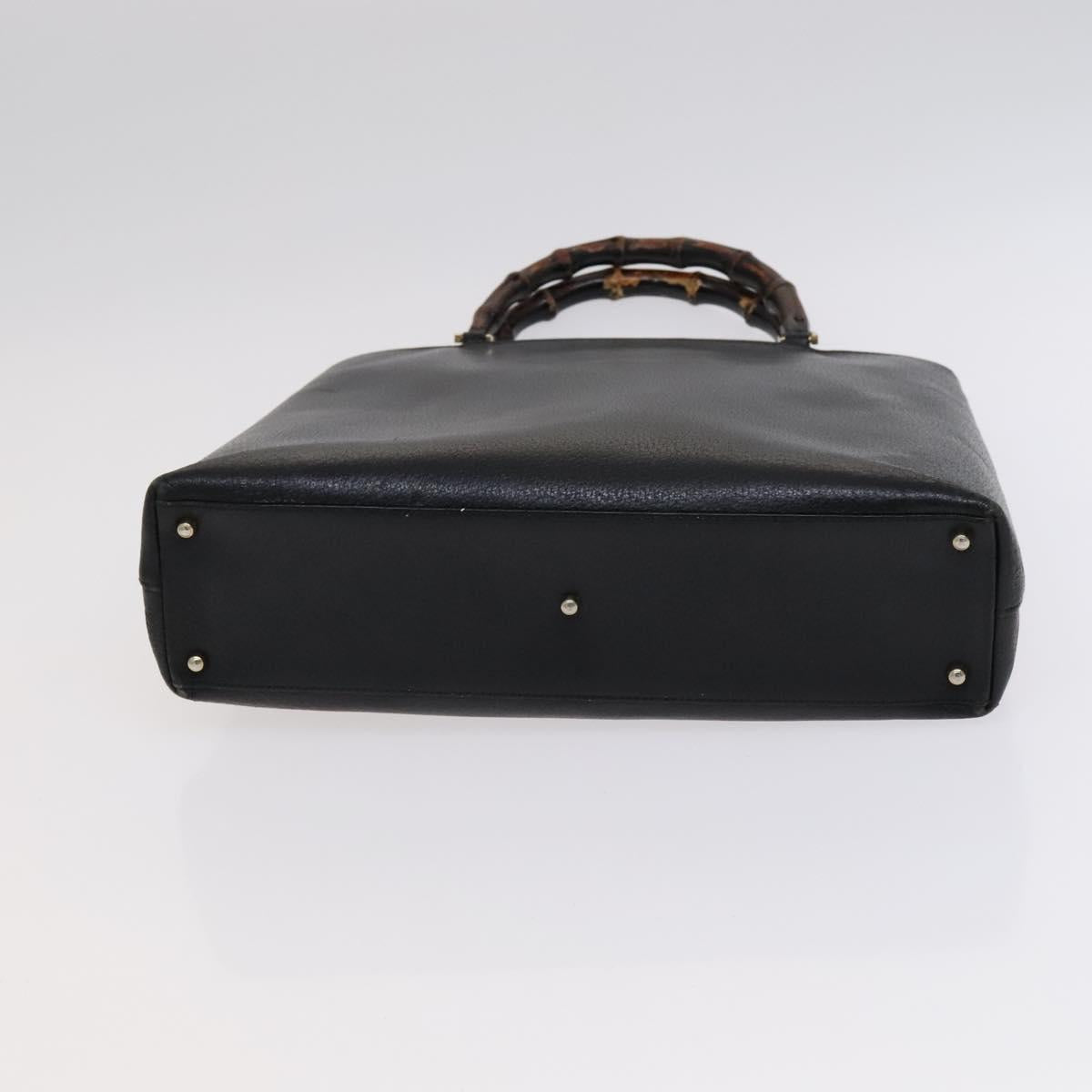 GUCCI Bamboo Hand Bag Leather Black Gold 002 0505 Auth ep7706