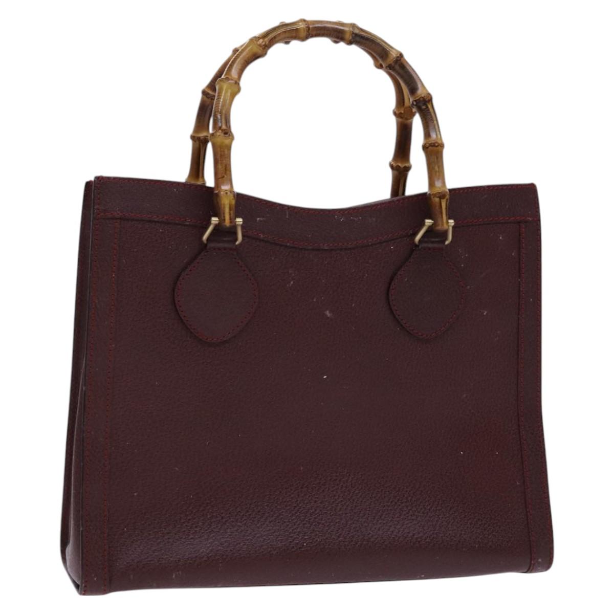 GUCCI Bamboo Hand Bag Leather Brown Gold 002 2853 0260 0 Auth ep7747
