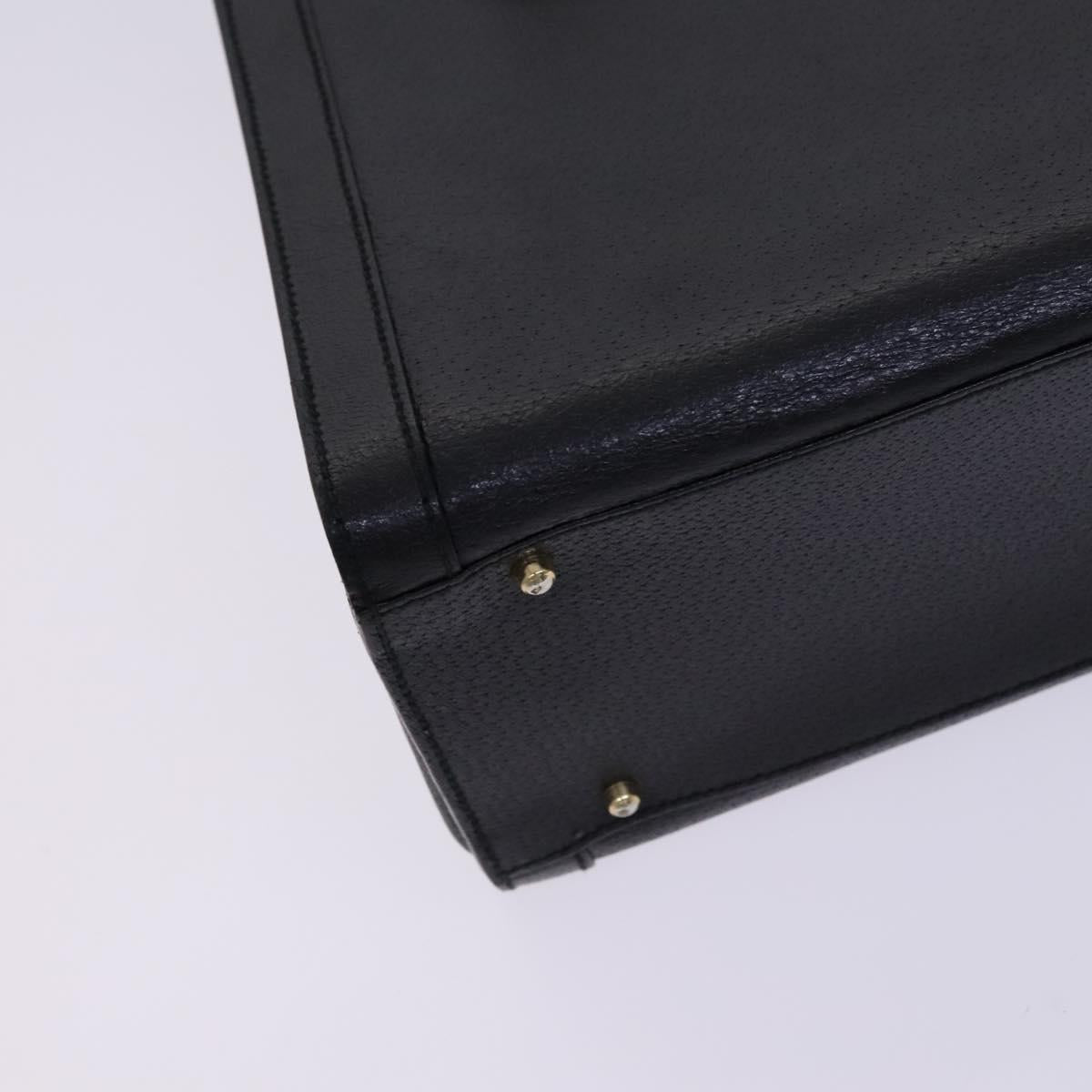 GUCCI Bamboo Hand Bag Leather Black Gold 002 1186 0260 Auth ep7750
