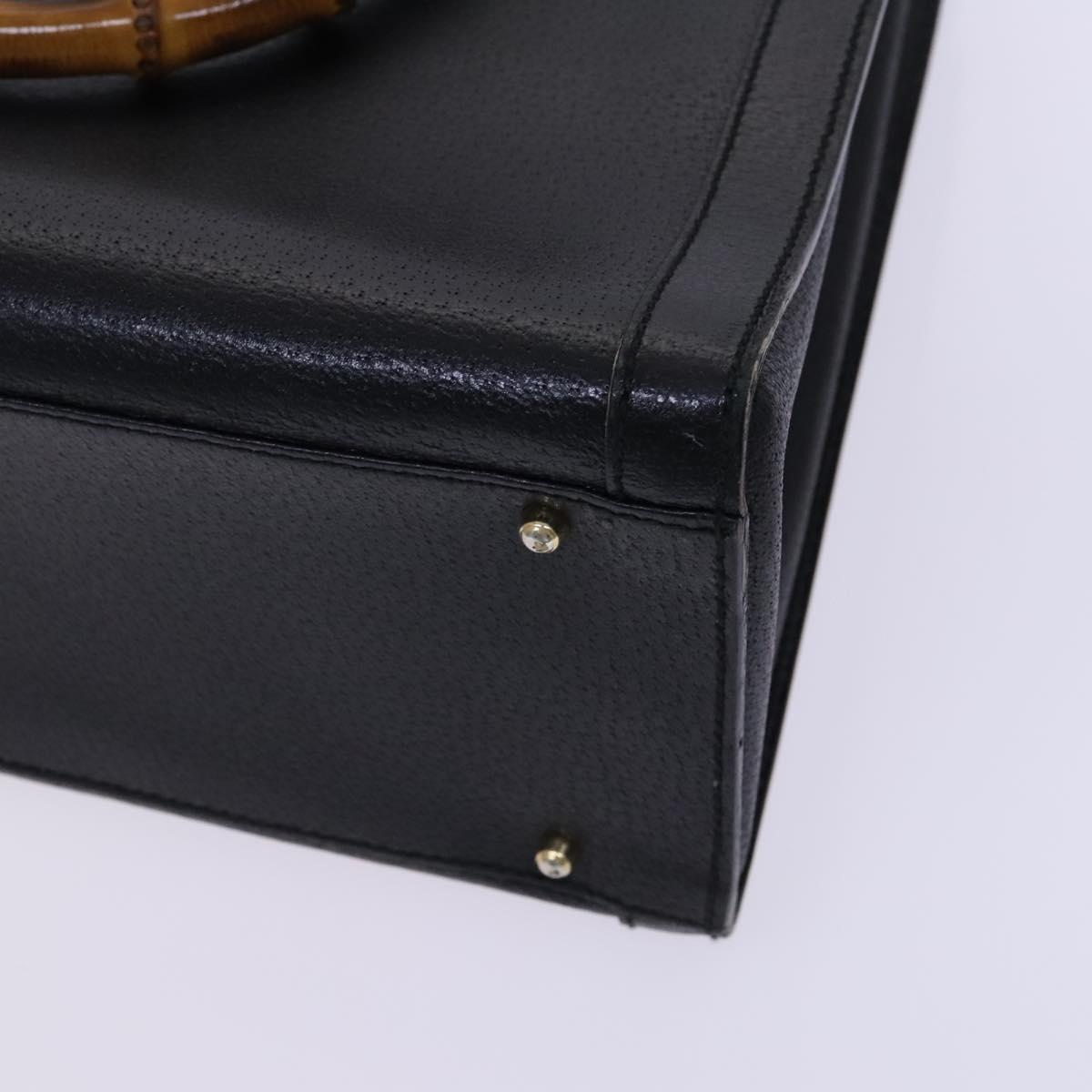 GUCCI Bamboo Hand Bag Leather Black Gold 002 1186 0260 Auth ep7750