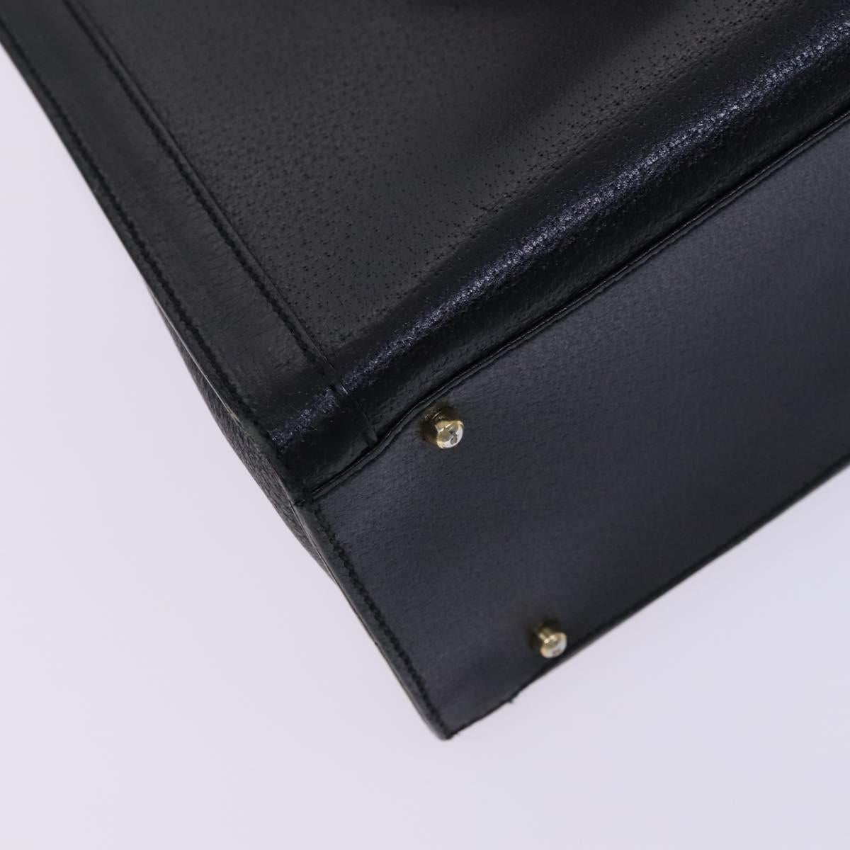 GUCCI Bamboo Hand Bag Leather Black Gold 002 1186 0260 Auth ep7750