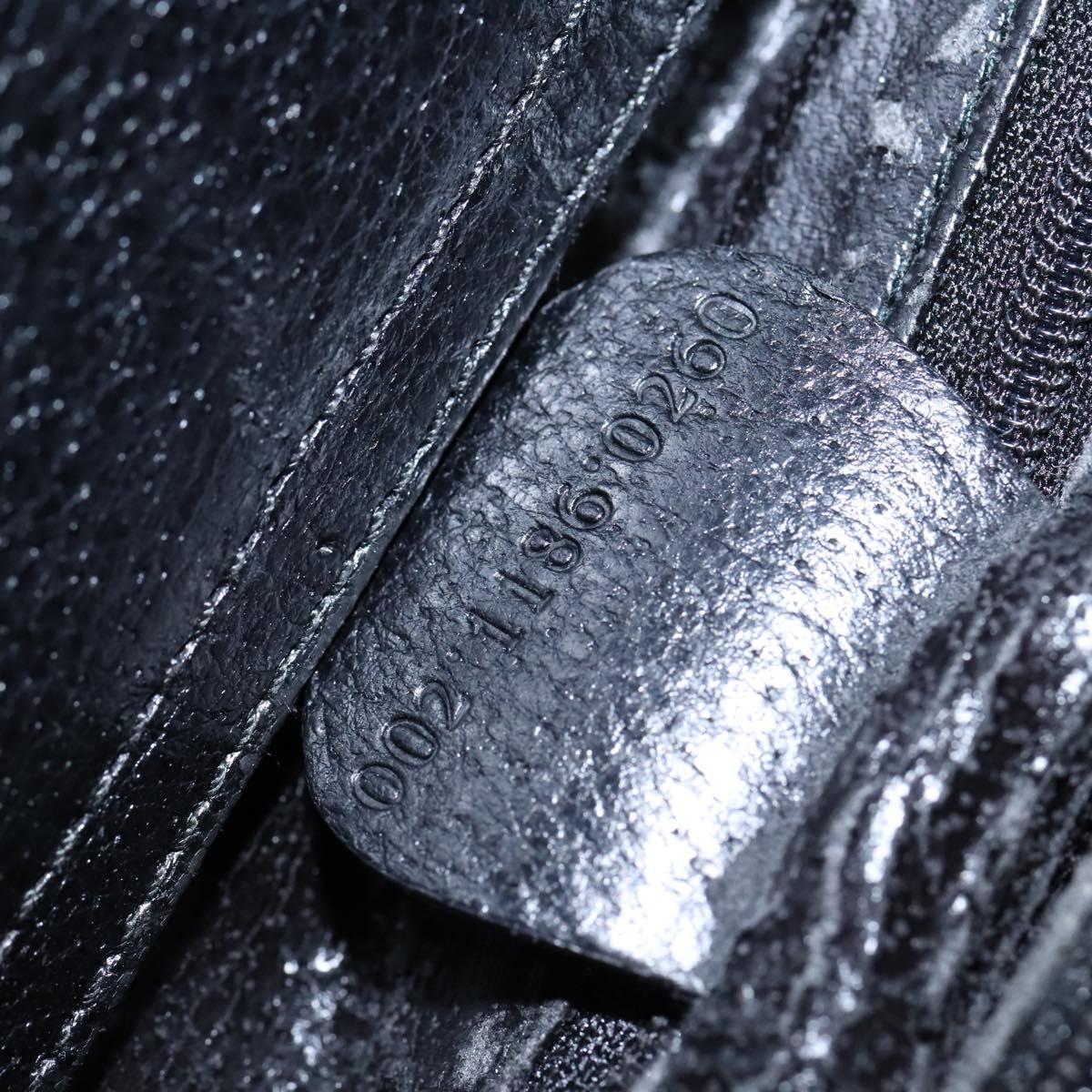 GUCCI Bamboo Hand Bag Leather Black Gold 002 1186 0260 Auth ep7750